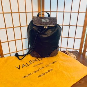 Authentic Valentino Croc-Embossed Leather Backpack